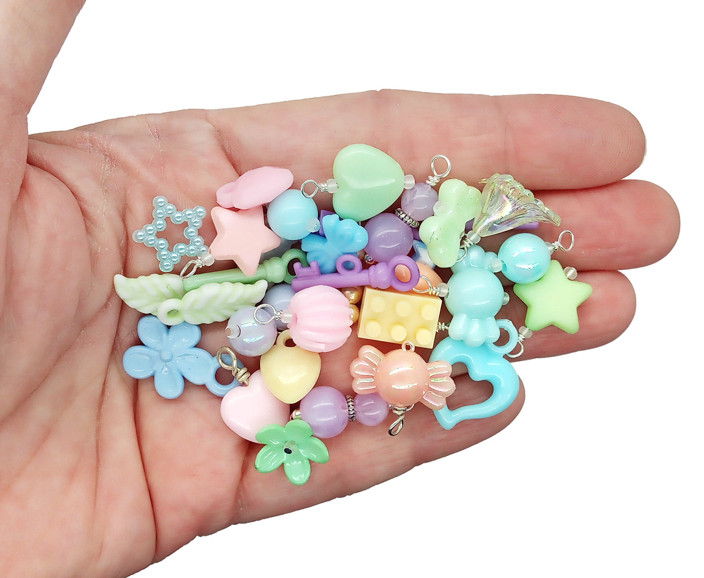 Easter Charm Mix, 35 pc Assorted Pastel Dangles and Acrylic Charms