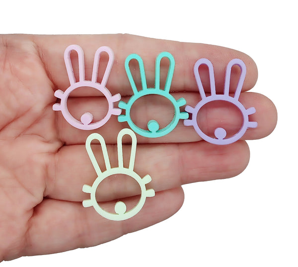 Pastel Rabbit Head Charms, Acrylic Easter Bunny Pendants - Adorabilities Charms & Trinkets