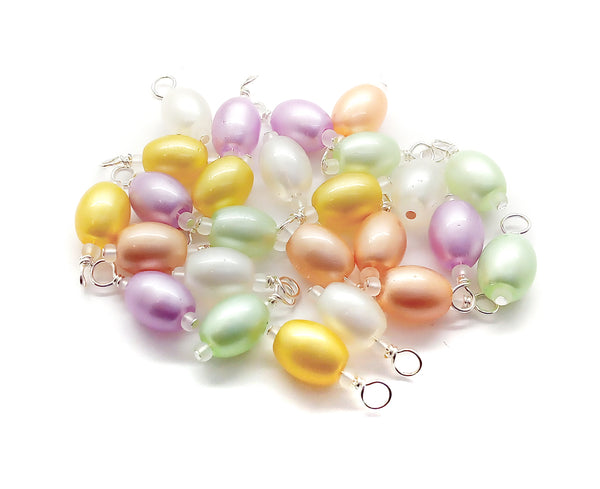 Pastel Glass Bead Dangles, Easter Colors, Set of 10 pieces