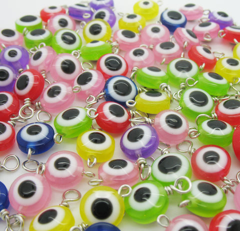 Eyeball Bead Charms - Colorful Evil Eye Acrylic Bead Dangles - Adorabilities Charms & Trinkets