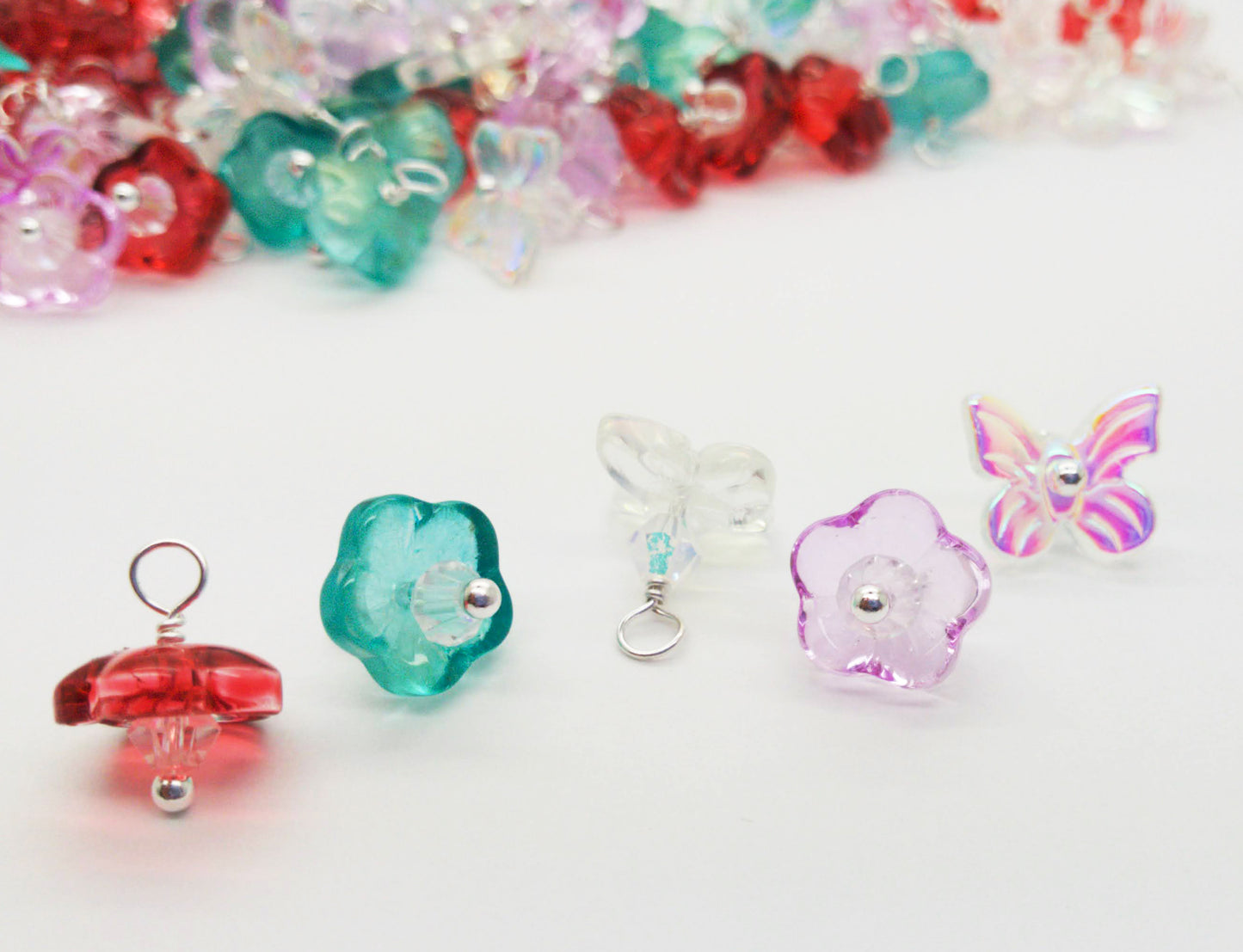 Flower & Butterfly Bead Charms - Pretty Glass Earring Charms - Adorabilities Charms & Trinkets