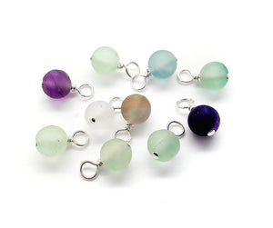 Matte Fluorite Bead Charms, Purple & Green 6mm Gemstone Dangles - Adorabilities Charms & Trinkets