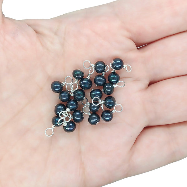 Black Freshwater Pearl Charms - Tiny Pearl Bead Dangles - Adorabilities Charms & Trinkets