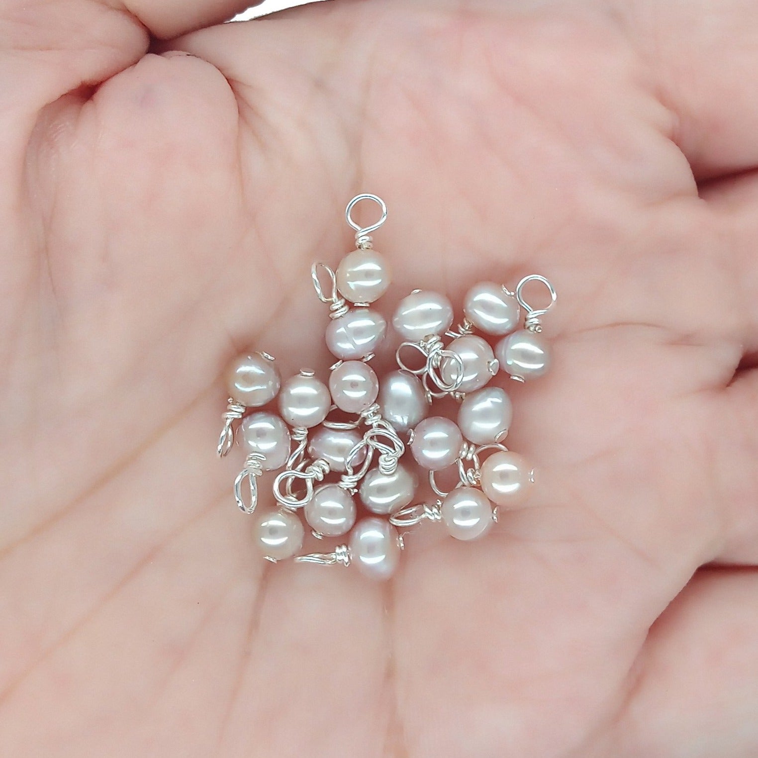 Mauve Freshwater Pearl Charms - Tiny Lavender Pearl Bead Dangles - Adorabilities Charms & Trinkets