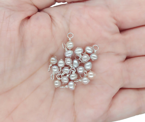 Tiny Freshwater Pearl Charms - Choose from Peach Gray White Mauve or Black - Adorabilities Charms & Trinkets