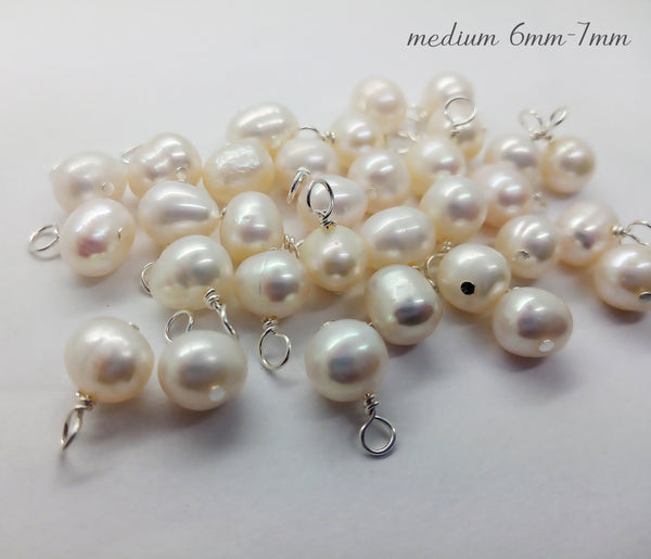 Freshwater Pearl Charms with Sterling Silver or Gold-Filled Wire
