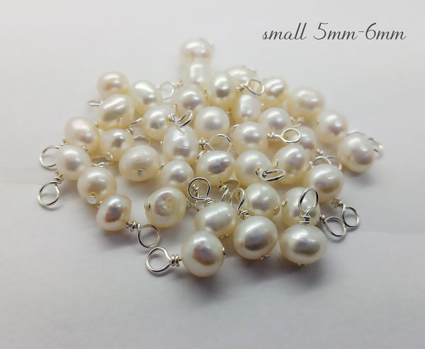 Freshwater Pearls Bead Charms - White Freshwater Pearl Bead Dangles - Adorabilities Charms & Trinkets