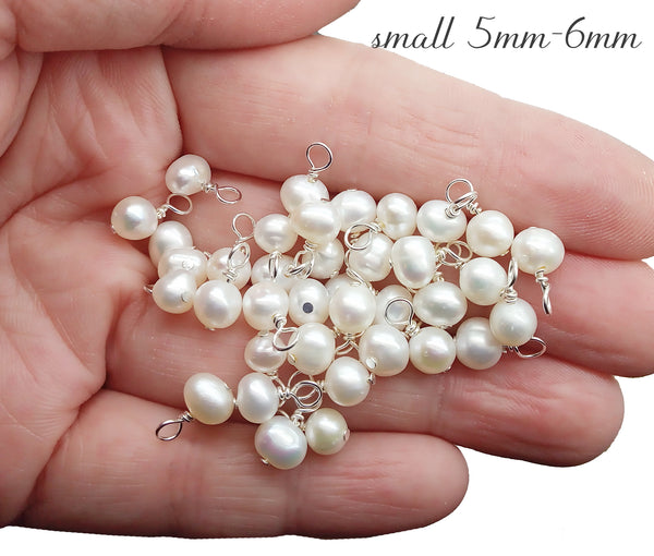 Freshwater Pearl Charms with Sterling Silver or Gold-Filled Wire