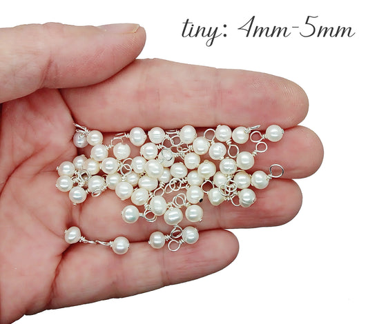 Freshwater Pearl Charms with Sterling Silver or Gold-Filled Wire