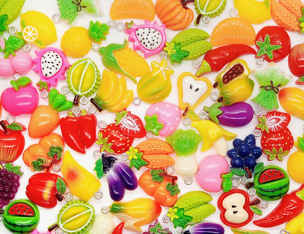 Fruit and Vegetable Charms, 20pc Mix