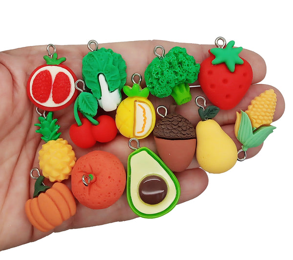 Fruit & Vegetable Charms, Cute Resin Cabochon Food Pendants - Adorabilities Charms & Trinkets
