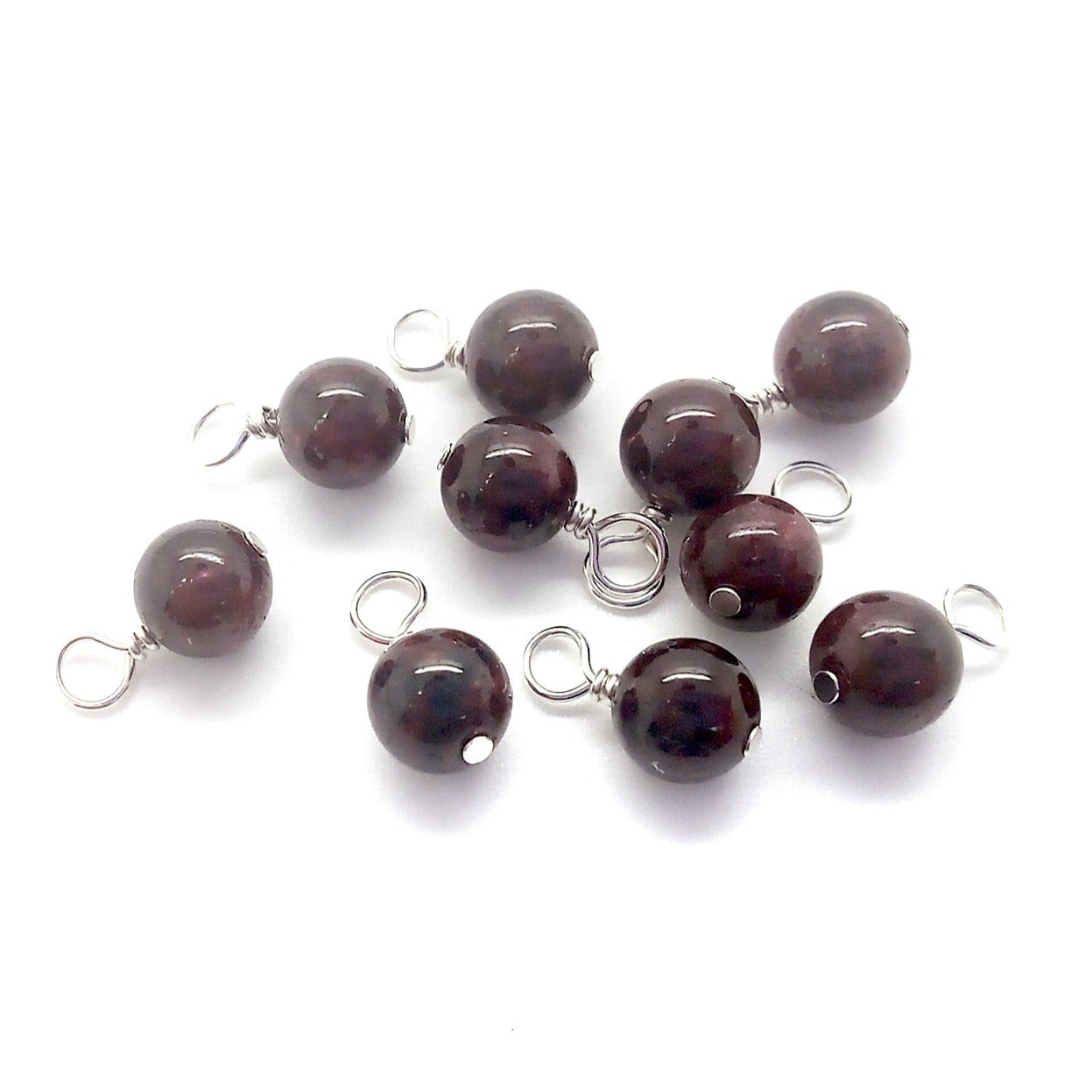 Garnet 6mm Bead Charms, Gemstone Dangles - Adorabilities Charms & Trinkets