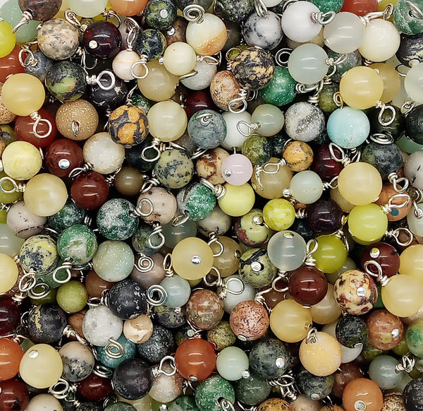 Mixed Gemstone Charms, Multicolored Stone Bead Dangles