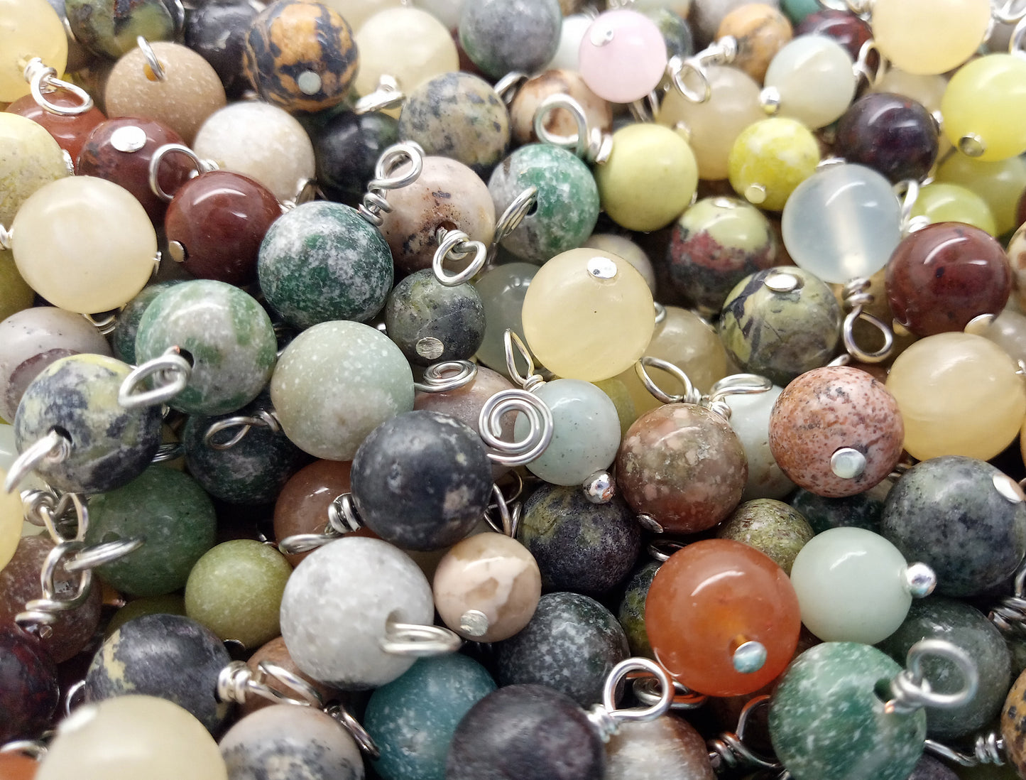 Mixed Gemstone Charms, Multicolored Stone Bead Dangles