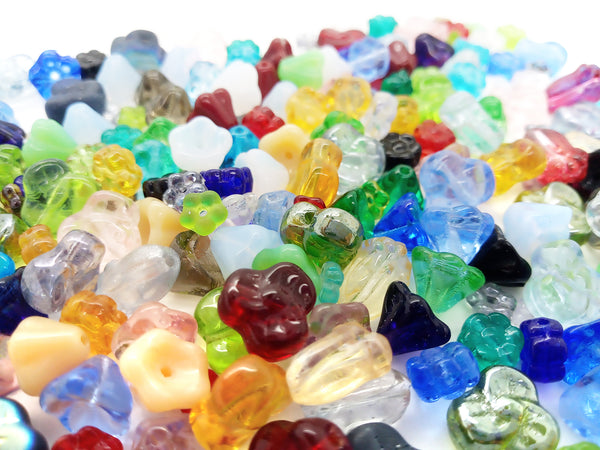 Glass Flower Bead Assortment, 50 pieces, Mix of Colors and Styles