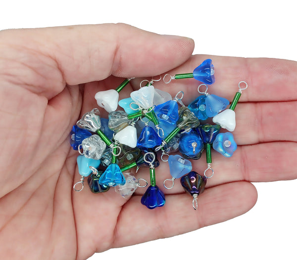 Glass Flower Dangle Charms, Mix of Colors - Adorabilities Charms & Trinkets
