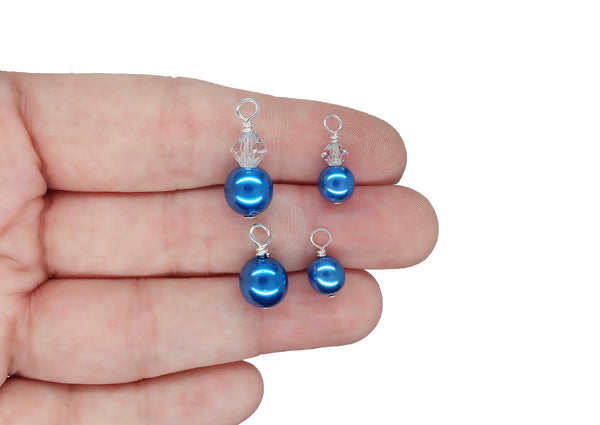 Blue Glass Pearl Charms - Pretty Bead Dangles for DIY Charm Bracelets - Adorabilities Charms & Trinkets
