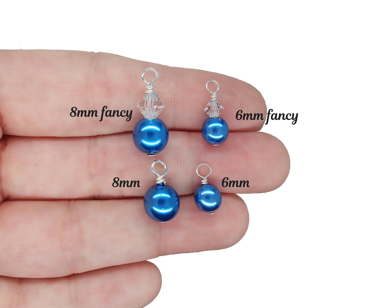 Blue Glass Pearl Charms - Pretty Bead Dangles for DIY Charm Bracelets - Adorabilities Charms & Trinkets