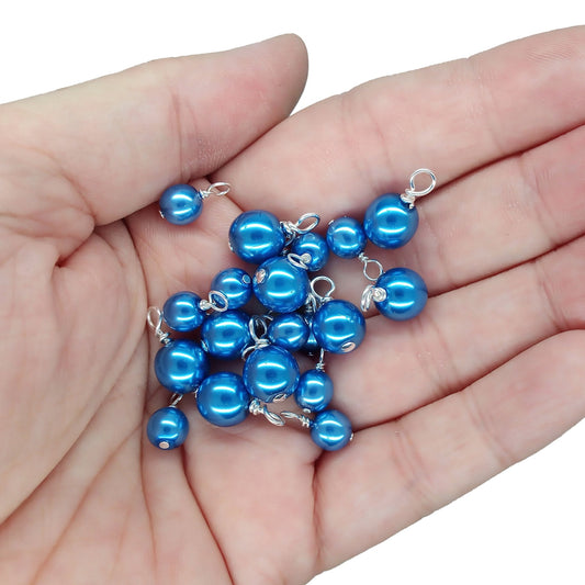 Blue Glass Pearl Charms - Pretty Bead Dangles for DIY Charm Bracelets - Adorabilities Charms & Trinkets