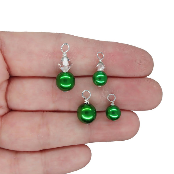 Green Glass Pearl Charms - Pretty Bead Dangles for DIY Charm Bracelets - Adorabilities Charms & Trinkets
