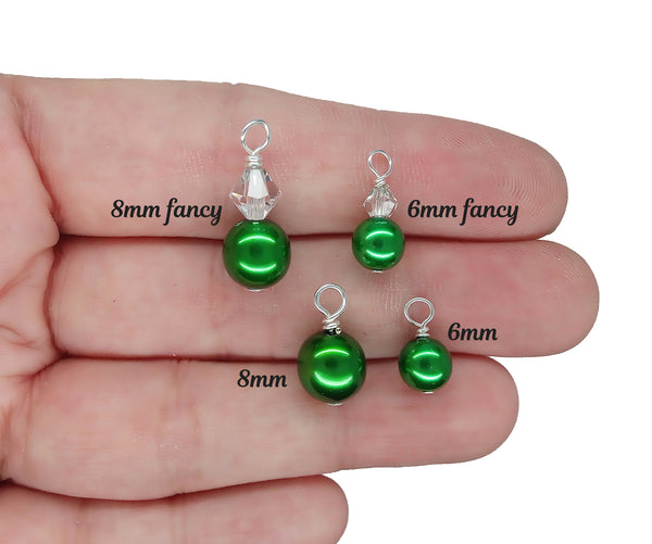 Green Glass Pearl Charms - Pretty Bead Dangles for DIY Charm Bracelets - Adorabilities Charms & Trinkets