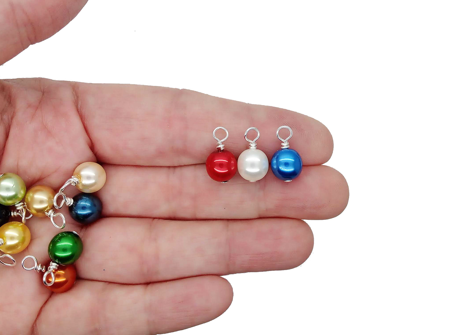 Glass Pearl Charms - 8mm Bead Dangles for DIY Charm Bracelets - Adorabilities Charms & Trinkets