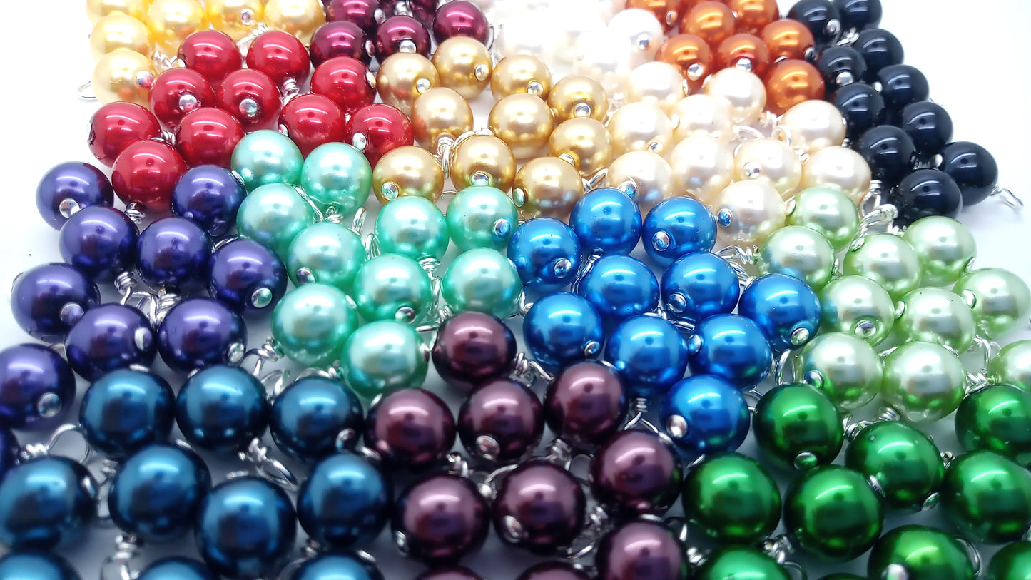 Glass Pearl Charms - 8mm Bead Dangles for DIY Charm Bracelets - Adorabilities Charms & Trinkets