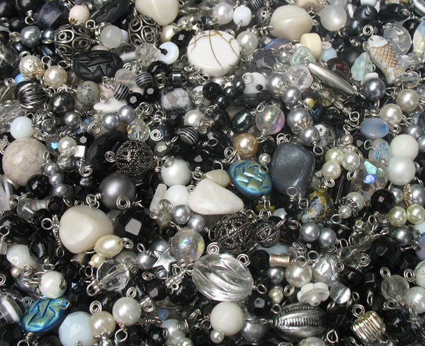 Black & White Bead Charms Grab Bag - Bulk Glass & Acrylic Dangle Charms - Adorabilities Charms & Trinkets