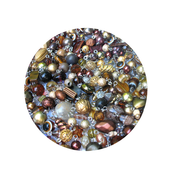 Brown & Gold Bead Charms Grab Bag - Bulk Glass & Acrylic Dangle Charms - Adorabilities Charms & Trinkets