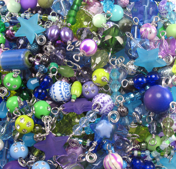 Mixed Bead Charms Grab Bag - Bulk Blue Green Purple Bead Dangles - Adorabilities Charms & Trinkets