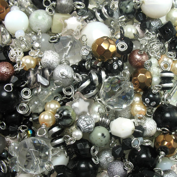 100 Bead Charms Grab Bag - Wholesale Bead Charms in Black & White - Adorabilities Charms & Trinkets