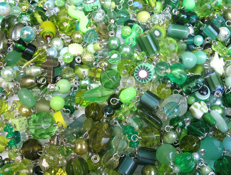Green Bead Charms Grab Bag - Bulk Glass & Acrylic Dangle Charms - Adorabilities Charms & Trinkets