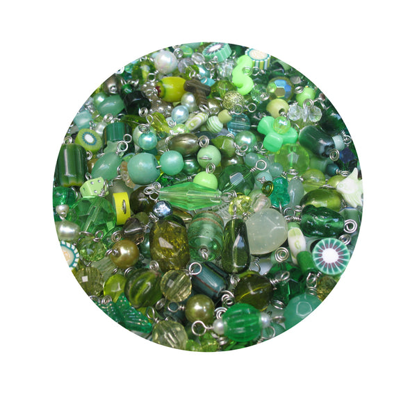 Green Bead Charms Grab Bag - Bulk Glass & Acrylic Dangle Charms - Adorabilities Charms & Trinkets