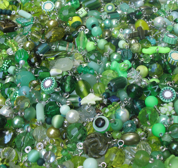 Green Bead Charms Grab Bag - Bulk Blue Green Purple Bead Dangles - Adorabilities Charms & Trinkets