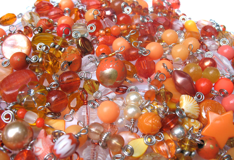 Orange Bead Charms Grab Bag - Bulk Glass & Acrylic Dangle Charms - Adorabilities Charms & Trinkets