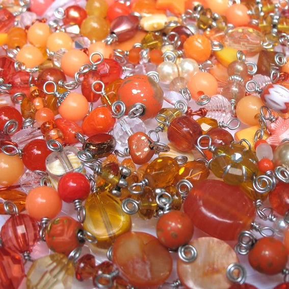 Orange Bead Charms Grab Bag - Bulk Glass & Acrylic Dangle Charms - Adorabilities Charms & Trinkets