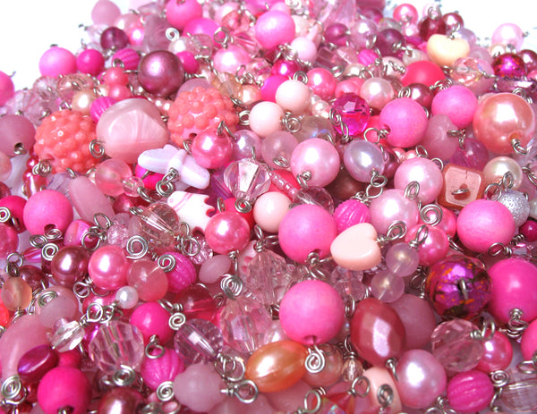 Pink Bead Charms Grab Bag - Bulk Glass & Acrylic Dangle Charms - Adorabilities Charms & Trinkets