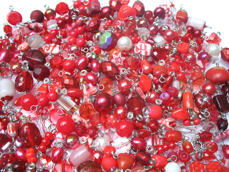 Red Bead Charms Grab Bag - Bulk Glass & Acrylic Dangle Charms - Adorabilities Charms & Trinkets