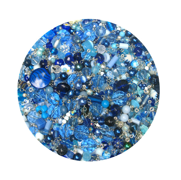 Blue Bead Charms Grab Bag - Bulk Glass & Acrylic Dangle Charms