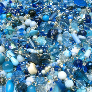 Blue Bead Charms Grab Bag - Bulk Glass & Acrylic Dangle Charms