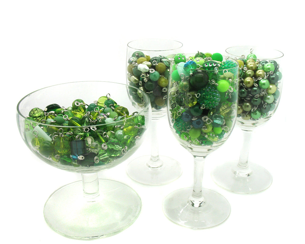 Green Bead Charms - 25 pc Grab Bag Acrylic Glass Crystal Natural Styles - Adorabilities Charms & Trinkets