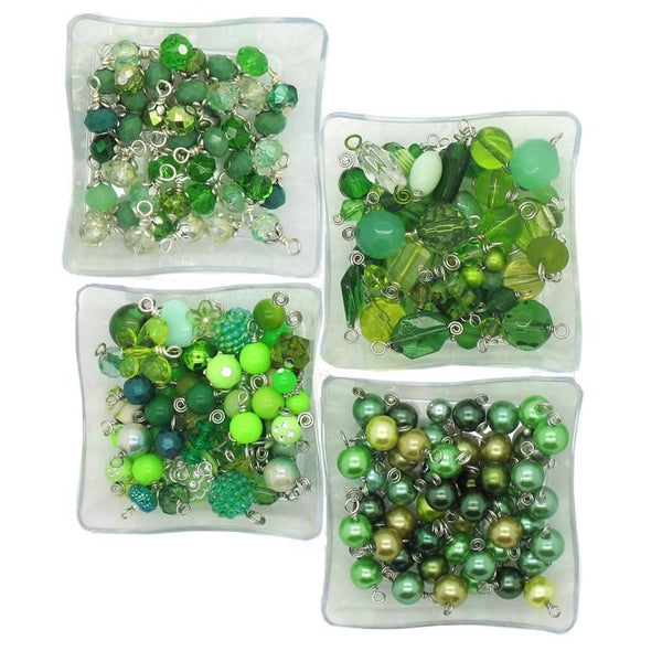 Green Bead Charms - 25 pc Grab Bag Acrylic Glass Crystal Natural Styles - Adorabilities Charms & Trinkets