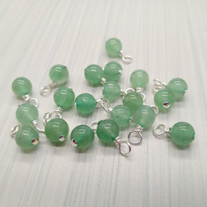Green Aventurine 6mm Bead Charms, Gemstone Dangles - Adorabilities Charms & Trinkets