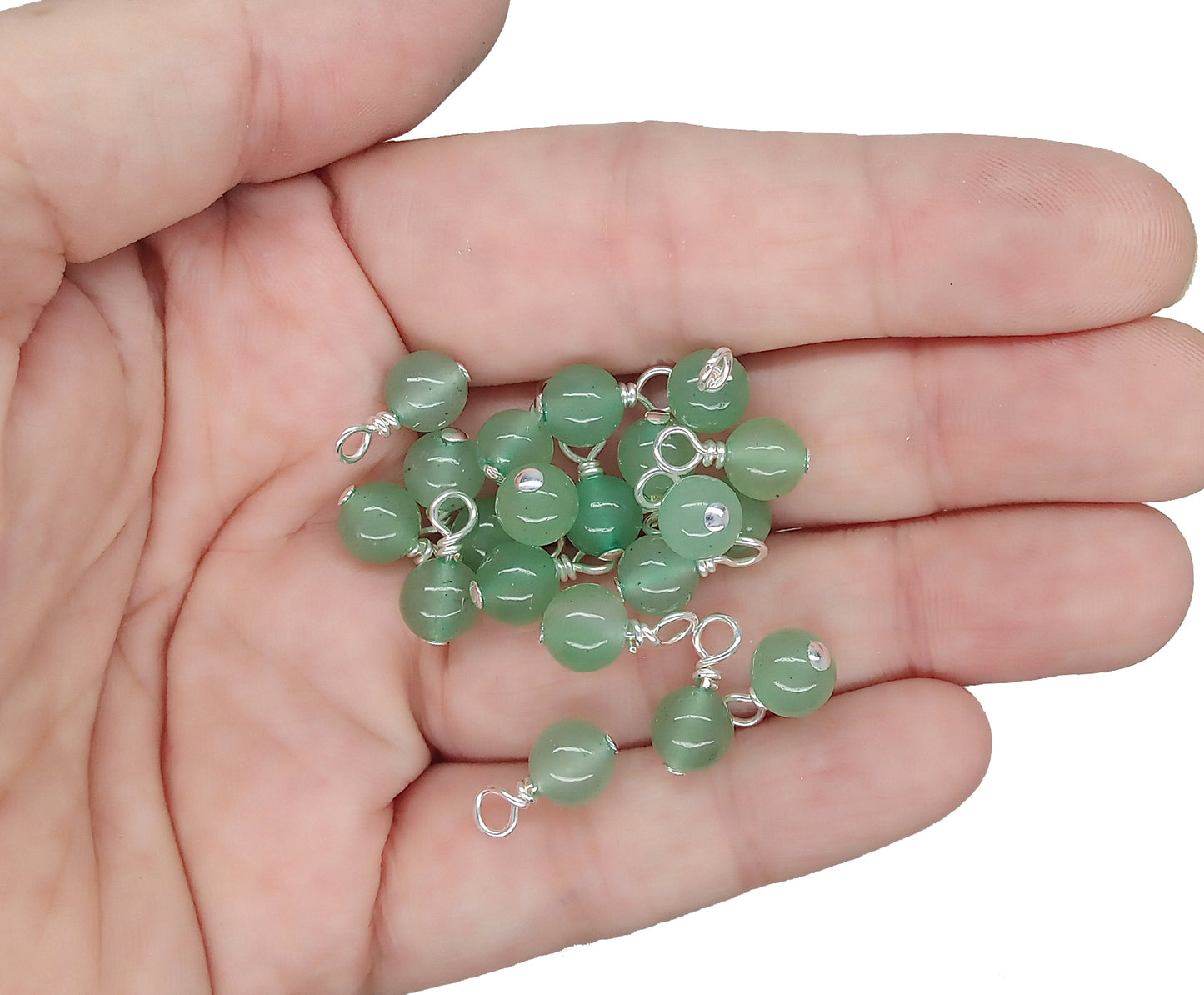 Green Aventurine 6mm Bead Charms, Gemstone Dangles - Adorabilities Charms & Trinkets