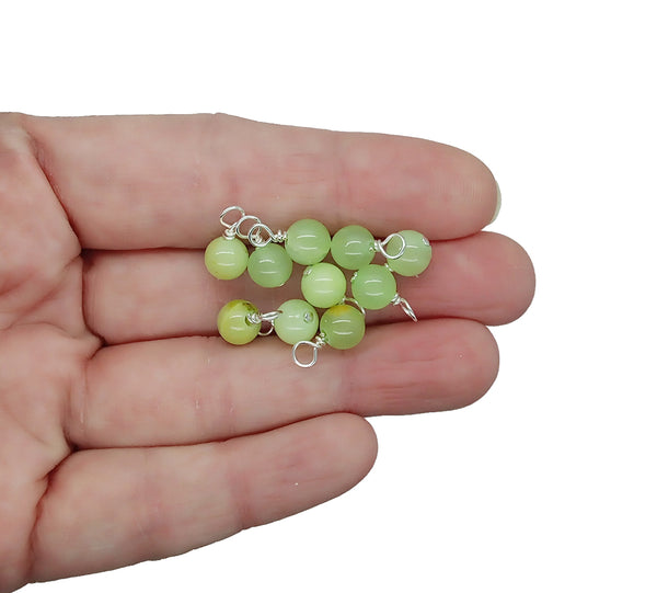 Green Calcite 6mm Bead Charms, Gemstone Dangles - Adorabilities Charms & Trinkets