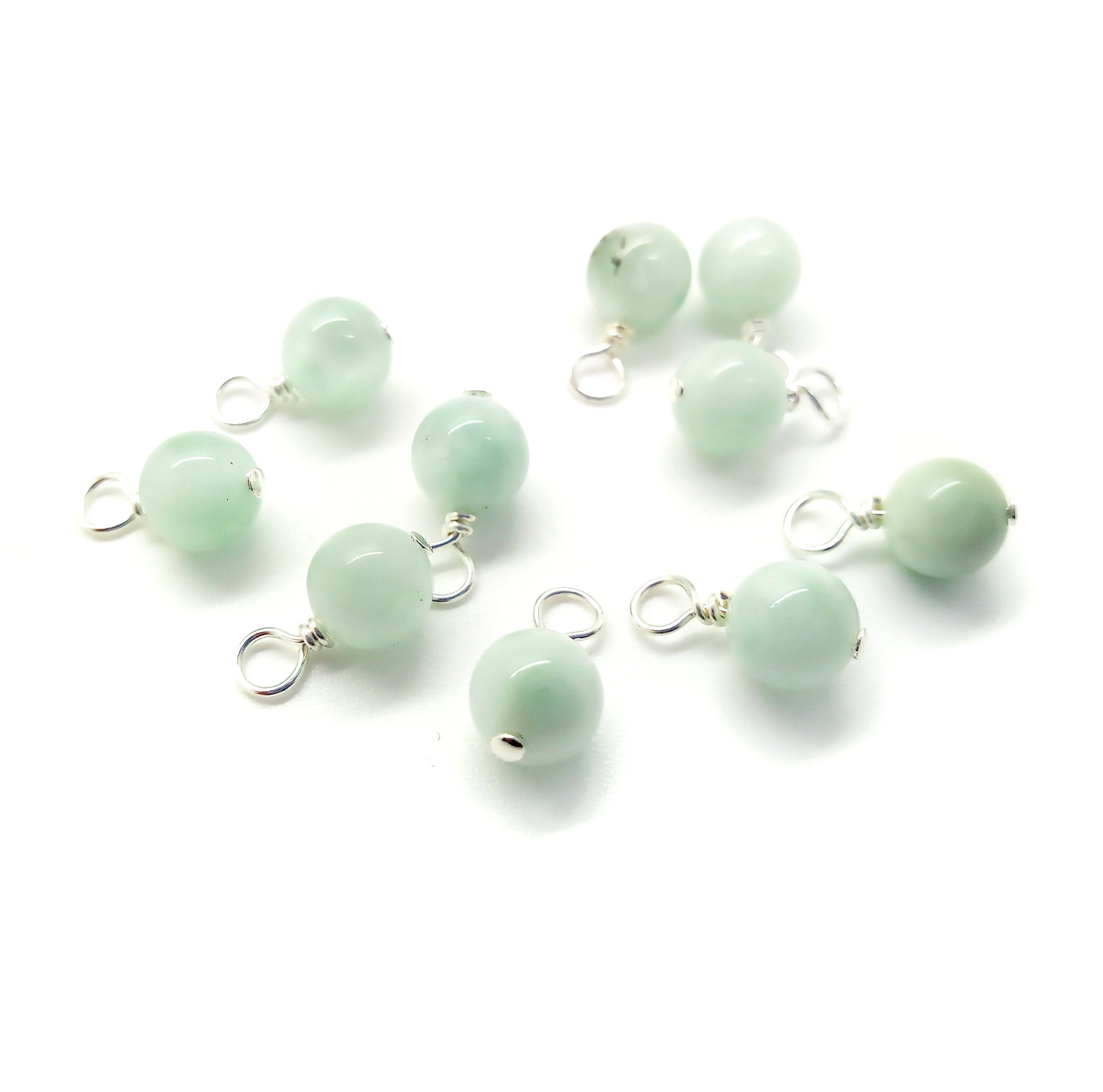 Green Moonstone 6mm Bead Charms, Angelite Gemstone Dangles - Adorabilities Charms & Trinkets