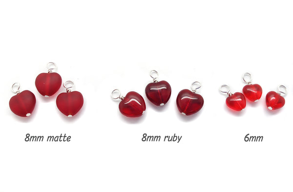 Glass Heart Bead Charms, Set of 10 - Adorabilities Charms & Trinkets