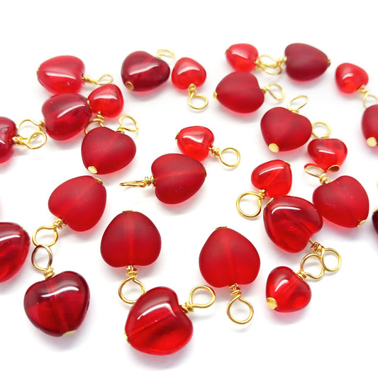 Heart Dangle Charms with Gold-Plated Wire, Set of 10 - Adorabilities Charms & Trinkets