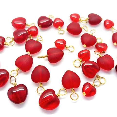 Heart Dangle Charms with Gold-Plated Wire, Set of 10 - Adorabilities Charms & Trinkets