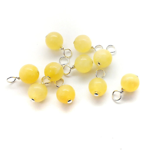 Honey Yellow Calcite Bead Charms, Natural 6mm Gemstone Dangles